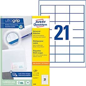 AVERY Zweckform, AVERY ZWECKFORM Etiketten 64x36mm 3670 weiss 2100 Stk./100 Blatt