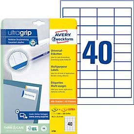 AVERY Zweckform, AVERY ZWECKFORM Etiketten (1000 St&uuml;ck) A4 4780 weiss 1200 Stk./25 + 5 Blatt