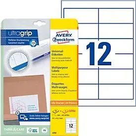 AVERY Zweckform, AVERY ZWECKFORM Universal-Etiketten 97x42.3mm 4781 weiss 360 Stk./25 + 5 Blatt