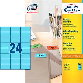 AVERY Zweckform, AVERY ZWECKFORM Etiketten 70x37mm 3449 Universal, blau 100Bl./24St.