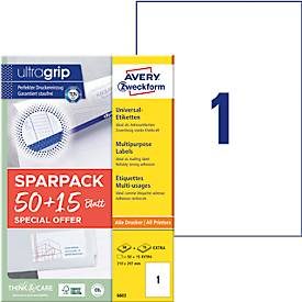 AVERY Zweckform, AVERY ZWECKFORM Universal-Etiketten 210x297mm 6603Z weiss 65 Stk./65 Blatt