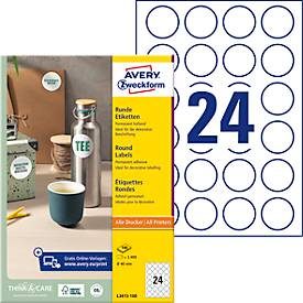 AVERY Zweckform, AVERY ZWECKFORM Etiketten 40mm L3415-100 weiss 2400 St&uuml;ck