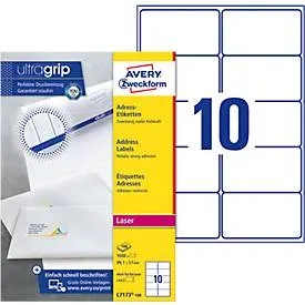 AVERY Zweckform, AVERY ZWECKFORM Adressetiketten 99,1x57mm L7173-100 weiss 1000 Stk./100 Blatt