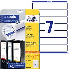 AVERY Zweckform, AVERY ZWECKFORM Ordner-Etiketten 38x192mm L4760-25 weiss 210 St&uuml;ck/25 + 5 Blatt