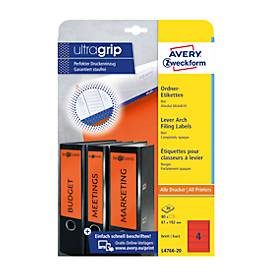 AVERY Zweckform, AVERY Zweckform Ordneretiketten L4766-20 Ultragrip Rot A4 61 mm 20 Blatt à 4 Etiketten