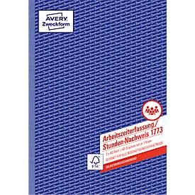 AVERY Zweckform, AVERY Zweckform Stundennachweis 1773 Weiss, Gelb A4 Perforiert 2 à 40 Blatt