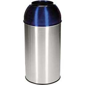 Abfallsammler Orgavente Edelstahl, Volumen 40 l, rund, ø 380 x H 740 mm, für den Innenbereich, blau