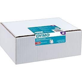 DYMO, DYMO LW Adressetiketten Authentisch 99012 2093093 Selbsthaftend Schwarz auf Weiss 89 x 36 mm 12 Rollen à 260 Etiketten