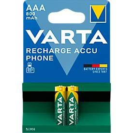 VARTA, VARTA Batterie Akku Phone 58398101402 T398, AAA/HR03, 2 St&uuml;ck