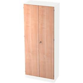 LIVIQUE, Aktenschrank Office Weiss/Braun Holz 80 cm 42 cm 200.4 cm - Farbe: Weiß, Nussbaum - Material: Holzwerkstoff - Aktenschrank