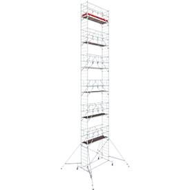 Alu-Fahrgerüst KRAUSE Serie 10, 200 kg/m², TÜV-geprüft, höhenverstellbare Rollen, L 2500 x B 750 x H 14400 mm