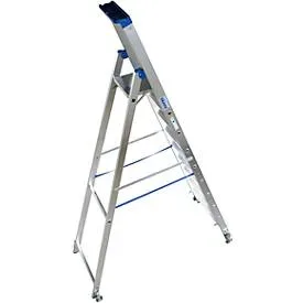 Alu-Stufenstehleiter, fahrbar, 10 Stufen
