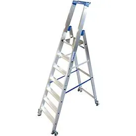 Alu-Stufenstehleiter, fahrbar, 7 Stufen