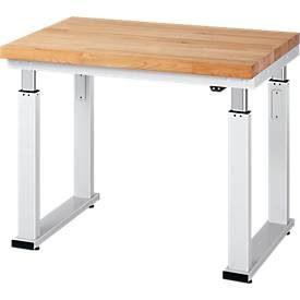 RAU elektrisch höhenverstellbare Werkbank Serie adlatus 600, HxBxT 740-1.140 x 1.000 x 700 mm, Arbeitsplatte Buche