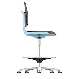 Arbeitsdrehstuhl Labsit hoch, SKINTEC-Polster, Gleiter, B 450 x T 420 x H 520 - 770 mm, blau