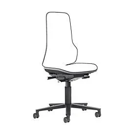 Arbeitsstuhl bimos NEON, Permanentkontakt, Grundmodell ohne Polsterelement, mit Rollen, Flexband grau