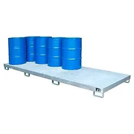 Bauer® Grossvolumen-Auffangwanne aus Stahl, HxBxT 200 x 3.850 x 1.300 mm, 12x 200 l, feuerverzinkt