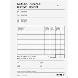 Biella, BIELLA Quittung COPY-BLOC D/F/I/E A6 514625.00 selbstdurchschreib. 50x2 Blatt