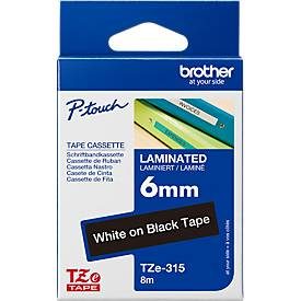 PTOUCH, PTOUCH Band, laminiert weiss/schwarz TZe-315 PT-1280VP 6 mm