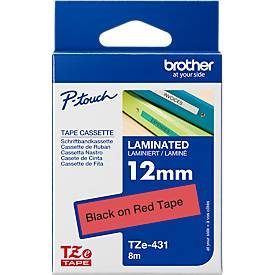 PTOUCH, PTOUCH Band, laminiert schwarz/rot TZe-431 PT-1280VP 12 mm