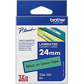 PTOUCH, PTOUCH Band, laminiert schwarz/gr&uuml;n TZe-751 PT-2450DX 24 mm