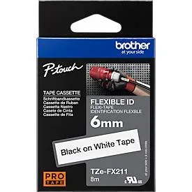PTOUCH, PTOUCH Flexitape lamin. schwarz/weiss TZe-FX211 zu PT-550 6 mm
