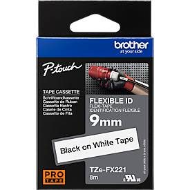 PTOUCH, PTOUCH Flexitape lamin. schwarz/weiss TZe-FX221 zu PT-550 9 mm