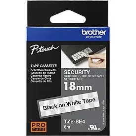 PTOUCH, PTOUCH Sicherheitsband schwarz/weiss TZe-SE4 zu PT-200,300,500 18mm