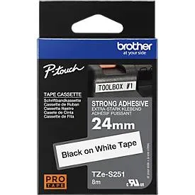 PTOUCH, PTOUCH Band, strong/adh.schwarz/weiss TZe-S251 PT-300 24 mm