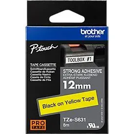 PTOUCH, PTOUCH Band, strong/adh. schwarz/gelb TZe-S631 PT-300 12 mm