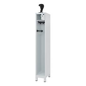 C+P Feuerwehrspind Evolo, Modell PRAKTUS, 1 Abteil, H 1950 x B 300 x T 500 mm, Füsse, lichtgrau RAL 7035