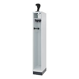 C+P Feuerwehrspind Evolo, Modell PRAKTUS, 1 Abteil, H 1950 x B 300 x T 500 mm, Sockel, lichtgrau RAL 7035