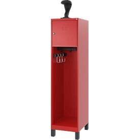 C+P Feuerwehrspind Evolo, Modell YOUNGSTER, 1 Abteil, H 1630 x B 400 x T 500 mm, Füsse, feuerrot RAL 3000