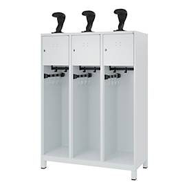 C+P Feuerwehrspind Evolo, Modell YOUNGSTER, 3 Abteile, H 1630 x B 1200 x T 500 mm, Füsse, lichtgrau RAL 7035