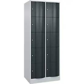 C+P, C+P Schliessfachschrank mit "rabaukensicheren" Türen, 2 x 5 Fächer, HxBxT 1.950 x 770 x 640 mm, lichtgrau, anthrazitgrau