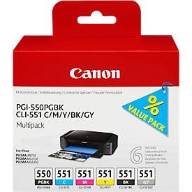 Canon, CANON Multipack Tinte PGBK/CMY/BK/GY PGCL550/1 PIXMA MG6350 15/7ml