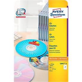 AVERY Zweckform, AVERY ZWECKFORM CD-Etiketten Classic weiss L6043-25 117mm 50 Stk.