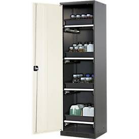 asecos®, asecos® Chemikalienschrank CS-CLASSIC, mit 4 Tablarauszügen und PP-Wanne, HxBxT 1.950 x 545 x 520 mm, reinweiss
