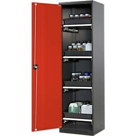 asecos®, asecos® Chemikalienschrank CS-CLASSIC, mit 4 Tablarauszügen und PP-Wanne, HxBxT 1.950 x 545 x 520 mm, verkehrsrot