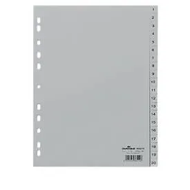 DURABLE, Durable 6522 Register DIN A4 1-20 Polypropylen Grau 20 Registerblätter geprägte Taben 652210