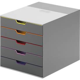 DURABLE, DURABLE Schubladenbox Varicolor 5 -C4 7605/27 farbige Griffe, 5 Schubladen