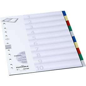 DURABLE, DURABLE Blanko Register DIN A4 Farbig Sortiert Mehrfarbig 10-teilig PP (Polypropylen) Portrait A4 11 Löcher 6740