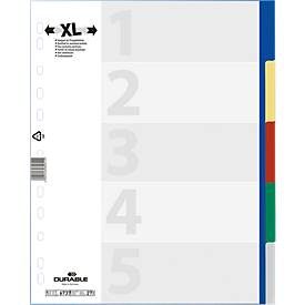 DURABLE, DURABLE Blanko Register DIN A4 Überbreite Farbig Sortiert Mehrfarbig 5-teilig PP (Polypropylen) Portrait A4+ 11 Löcher 6737