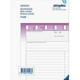 Simplex, SIMPLEX Kombiblock D/F/I A5 15508 weiss 50x3 Blatt