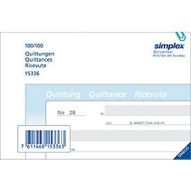 Simplex, SIMPLEX Quittungen D/F/I A6 15336 blau/weiss 100x2 Blatt