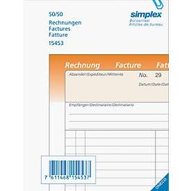 Simplex, SIMPLEX Rechnungen D/F/I A6 15453 orange/weiss 50x2 Blatt
