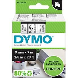 DYMO, DYMO D1 Beschriftungsband Authentisch 40910 2027786 Selbsthaftend Schwarz auf Transparent 9 mm x 7 m