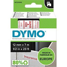 DYMO, DYMO D1 Beschriftungsband Authentisch 45015 S0720550 Selbsthaftend Rot auf Weiss 12 mm x 7 m