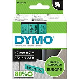 DYMO, Dymo D1 S0720590 / 45019 Authentic Schriftband Selbstklebend Schwarzer Druck auf Green 12 mm x 7m