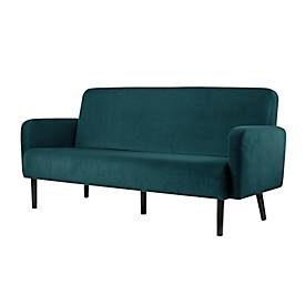 meet by Paperflow, Dreisitzer Sofa meet by Paperflow LISBOA, Samtbezug schwarz, Fussgestell schwarz, B 1590 x T 550 x H 430 mm
